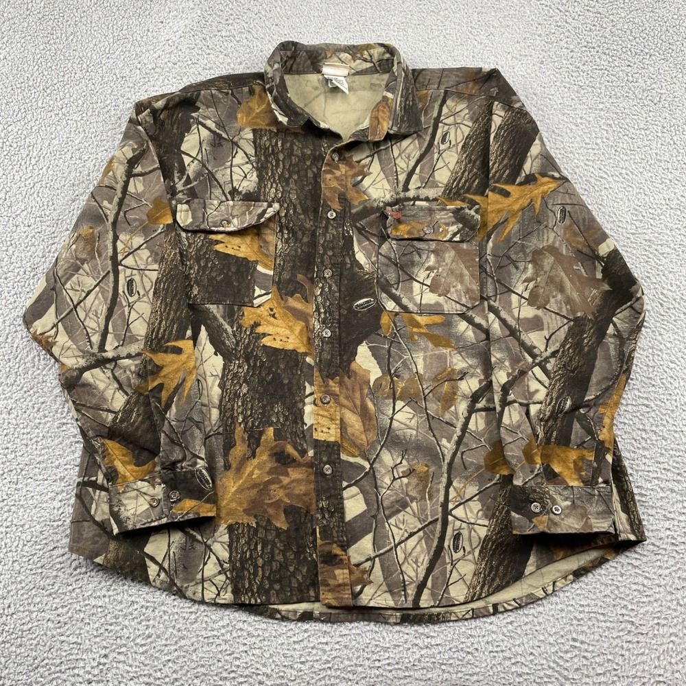 Woolrich Shirt Mens 3XL Brown‎ Camo Outdoor Guide Collection 4260WT Cotton Camo